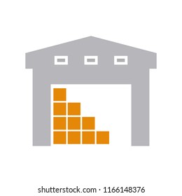Warehouse building glyph icon. Clipart image isolated on white background