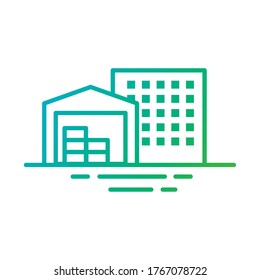 warehouse building gradient style icon vector illustration design