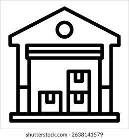 Warehouse Building Icon Element For Design