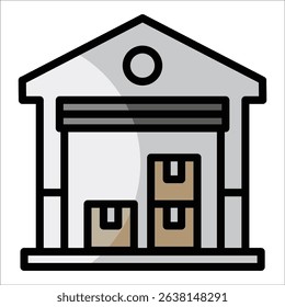 Warehouse Building Icon Element For Design