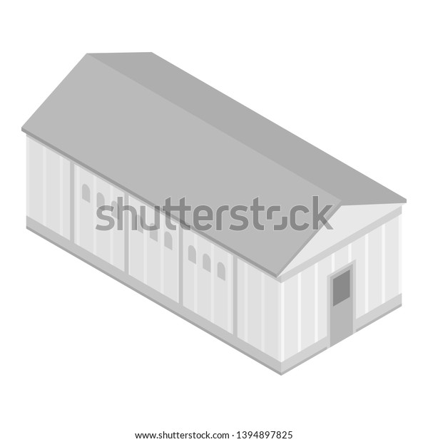 Warehouse building\
icon. Isometric of warehouse building vector icon for web design\
isolated on white\
background