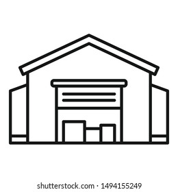 Warehouse Building Icon. Outline Warehouse Building Vector Icon For Web Design Isolated On White Background