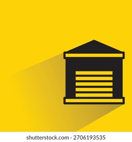 warehouse building icon with shadow yellow background