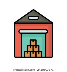 Lagerhaus-Symbol auf weißem Hintergrund, Vektorgrafik
