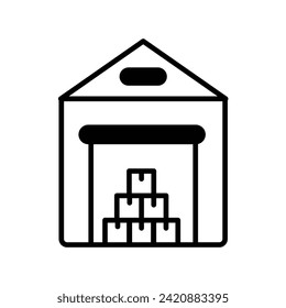 Lagerhaus-Symbol auf weißem Hintergrund, Vektorgrafik