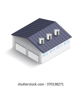 Warehouse building isometric isolated on white photo-realistic vector illustration