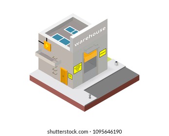 Warehouse building in isometric projection necessary creative designers for web projects. Isometric Warehouse building.
