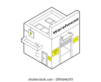 Warehouse building in isometric projection necessary creative designers for web projects. Isometric Warehouse building.