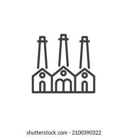 Warehouse building line icon. linear style sign for mobile concept and web design. Industrial building outline vector icon. Symbol, logo illustration. Vector graphics