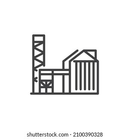 Warehouse building line icon. linear style sign for mobile concept and web design. Industrial building outline vector icon. Symbol, logo illustration. Vector graphics