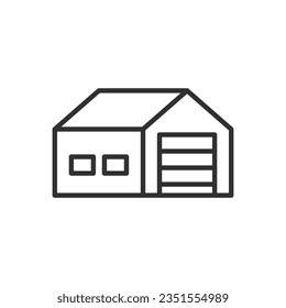 Warehouse building, linear icon. Line with editable stroke