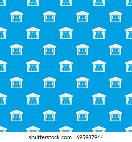 Warehouse building pattern repeat seamless in blue color for any design. Vector geometric illustration