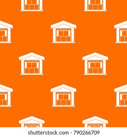 Warehouse building pattern repeat seamless in orange color for any design. Vector geometric illustration