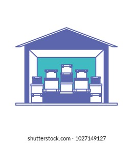 warehouse building with pile boxes delivery service