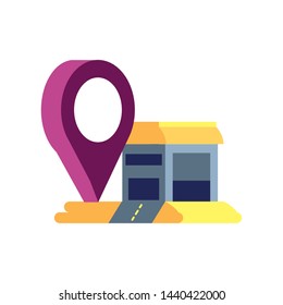 warehouse building with pin location