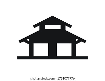 Warehouse building. Simple illustration in black and white