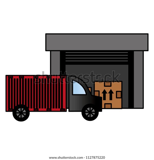 warehouse building\
with truck delivery\
service