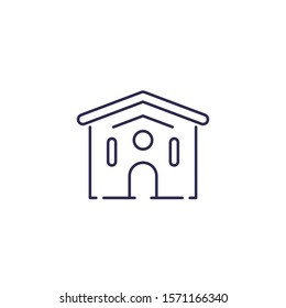 warehouse building, vector line icon