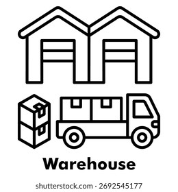 Warehouse Buildings Icon in Solid Style. Vector Glyph Illustration for Industrial Storage.