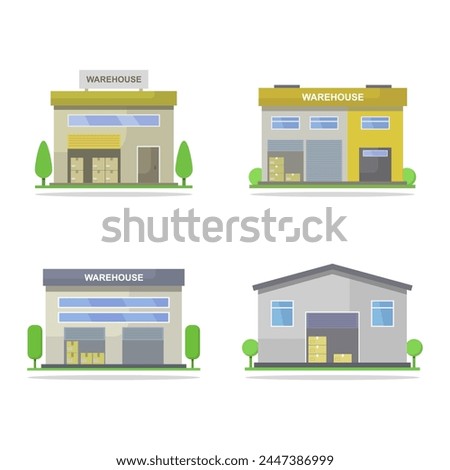 Warehouse buildings illustrated in vector