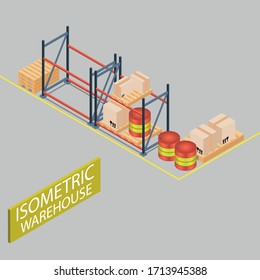 Warehouse cardboard box isometric vector image