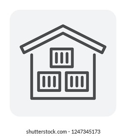 Warehouse and cargo box icon design, editable stroke.