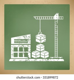 Warehouse, cargo design on old paper background, vector