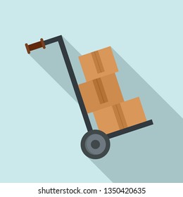 Warehouse cart box icon. Flat illustration of warehouse cart box vector icon for web design