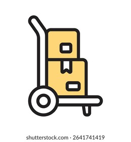 Warehouse cart icon creatively designed in filled line style