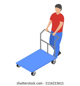 Warehouse cart icon. Isometric of warehouse cart vector icon for web design isolated on white background
