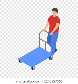 Warehouse cart icon. Isometric of warehouse cart vector icon for on transparent background