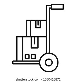 Warehouse cart icon. Outline warehouse cart vector icon for web design isolated on white background