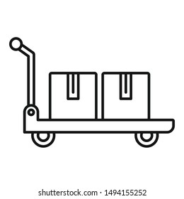 Warehouse cart icon. Outline warehouse cart vector icon for web design isolated on white background