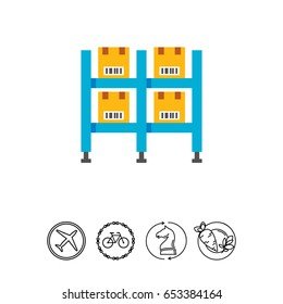 Warehouse case with cardboard boxes