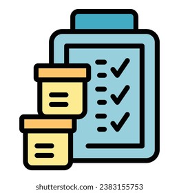 Warehouse clipboard icon outline vector. Digital control. Inventory management color flat