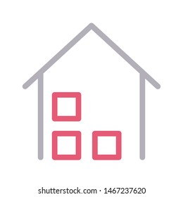 warehouse colour line vector icon