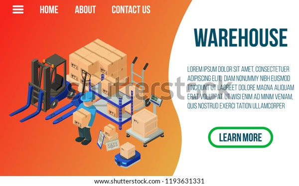 Warehouse Concept Banner Isometric Banner Warehouse Stock Vector ...