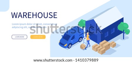 Warehouse concept. Can use for web banner, infographics, hero images. Flat isometric vector illustration isolated on white background.