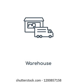 Warehouse concept line icon. Linear Warehouse concept outline symbol design. This simple element illustration can be used for web and mobile UI/UX.
