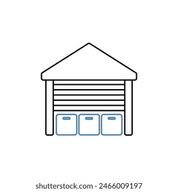 icono de línea de concepto de almacén. Ilustración de elemento simple. diseño de símbolo de esquema de concepto de almacén.
