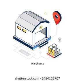 Concepto de almacén Vector estilo isométrico ilustración de stock. archivo EPS