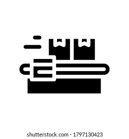 warehouse conveyor glyph icon vector. warehouse conveyor sign. isolated contour symbol black illustration