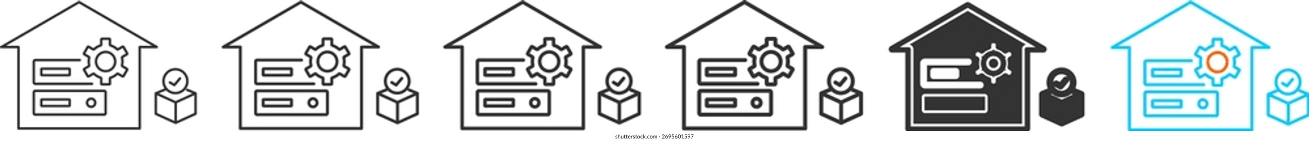 Warehouse Data icon set multiple style collection