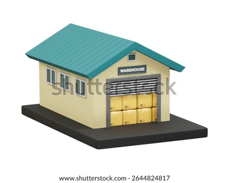 Warehouse with delivery box icon 3d illustration rendering
