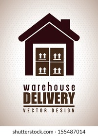 Warehouse delivery icon over black background vector illustration