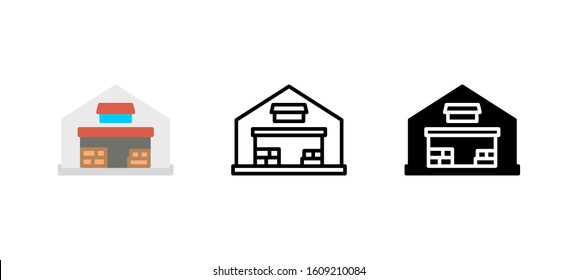 Warehouse delivery icon. Service flat, silhouette, line vector illustration on white background