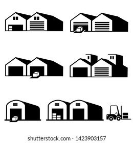 Warehouse and delivery icons vector.