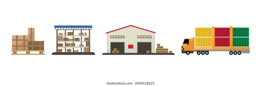 Warehouse Delivery and Logistics with Transport Vector Set.