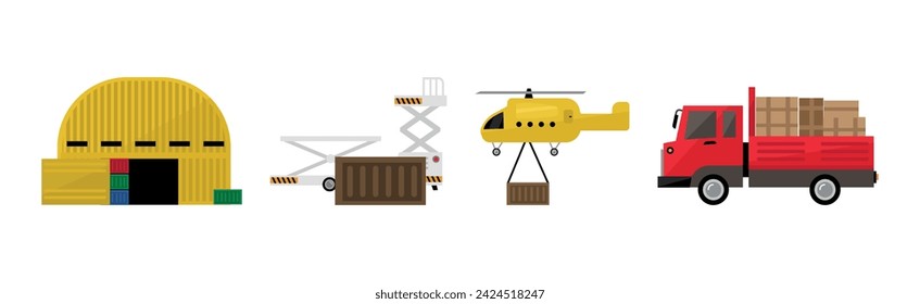 Lagerzustellung und Logistik mit Transport Vector Set.