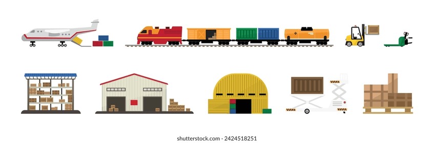 Warehouse Delivery and Logistics with Transport Vector Set.